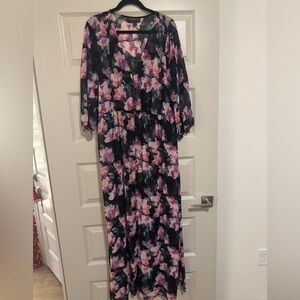Forever 21 Black Floral sheer duster